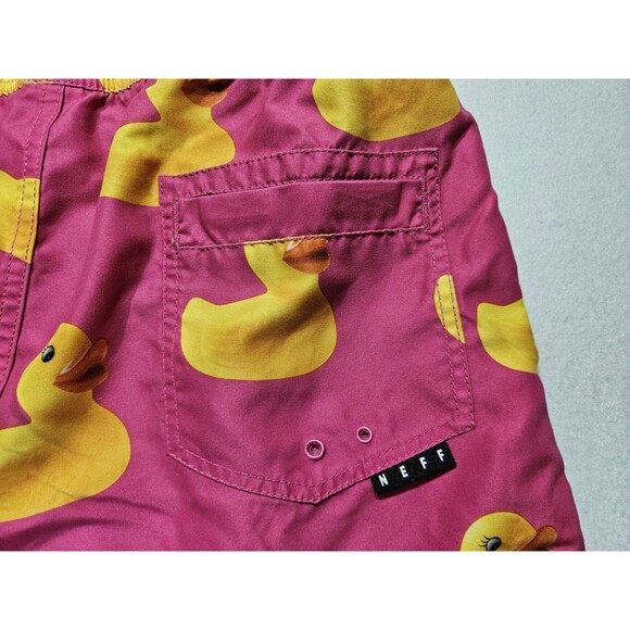Neff Swim Trunks Drawstring Men’s Board Shorts Pink - Yellow Rubber Ducks Large - Picture 5 of 8